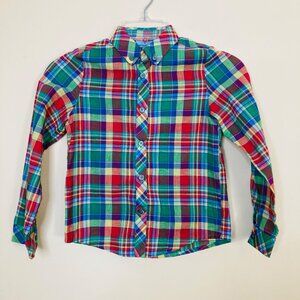 Nanducket Button Down Shirt Boys 6T Plaid Long Sleeve Red Yellow Cotton New